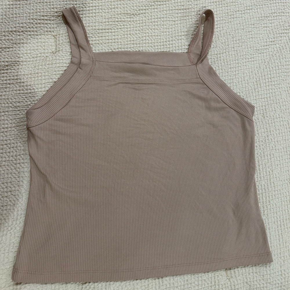 Women's Beige Ribbed Tank Top